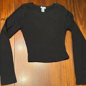 Black Long Sleeve Crop Top Bozzolo